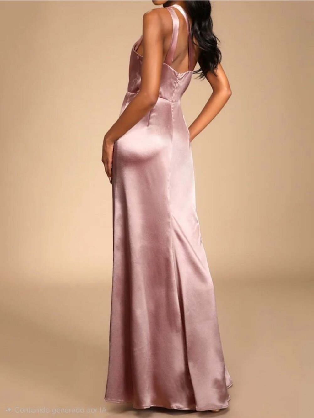 LULUS One-Shoulder Satin Pink Mauve Maxi Dress - Size M - Picture 14 of 15